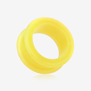 A Pair of Flexible Silicone Double Flared Ear Gauge Tunnel Plug-Yellow